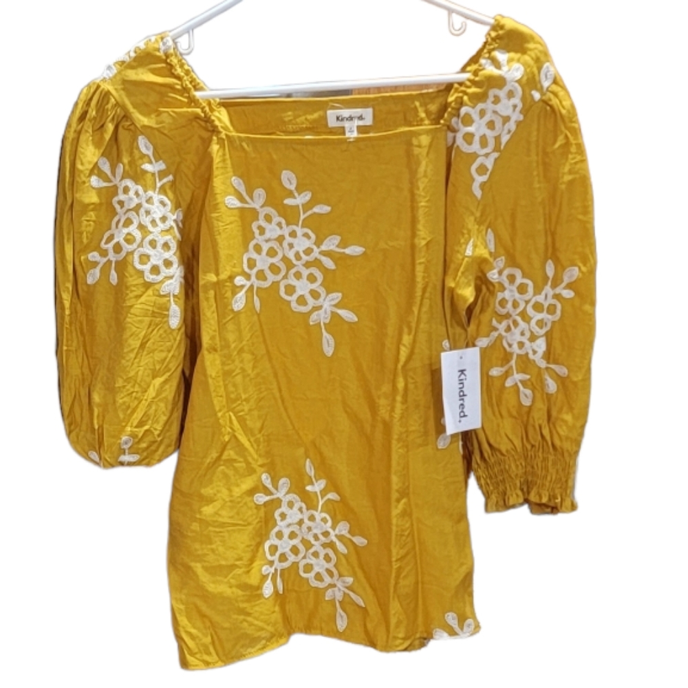 KINDRED Mustard Floral Blouse